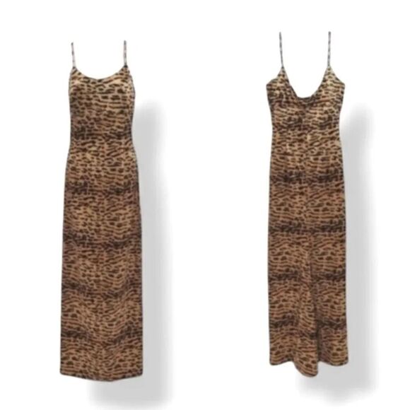 Vintage Gunne Sax Jessica McClintock Animal Print Maxi Satin Dress Size 9/10 - Picture 15 of 15